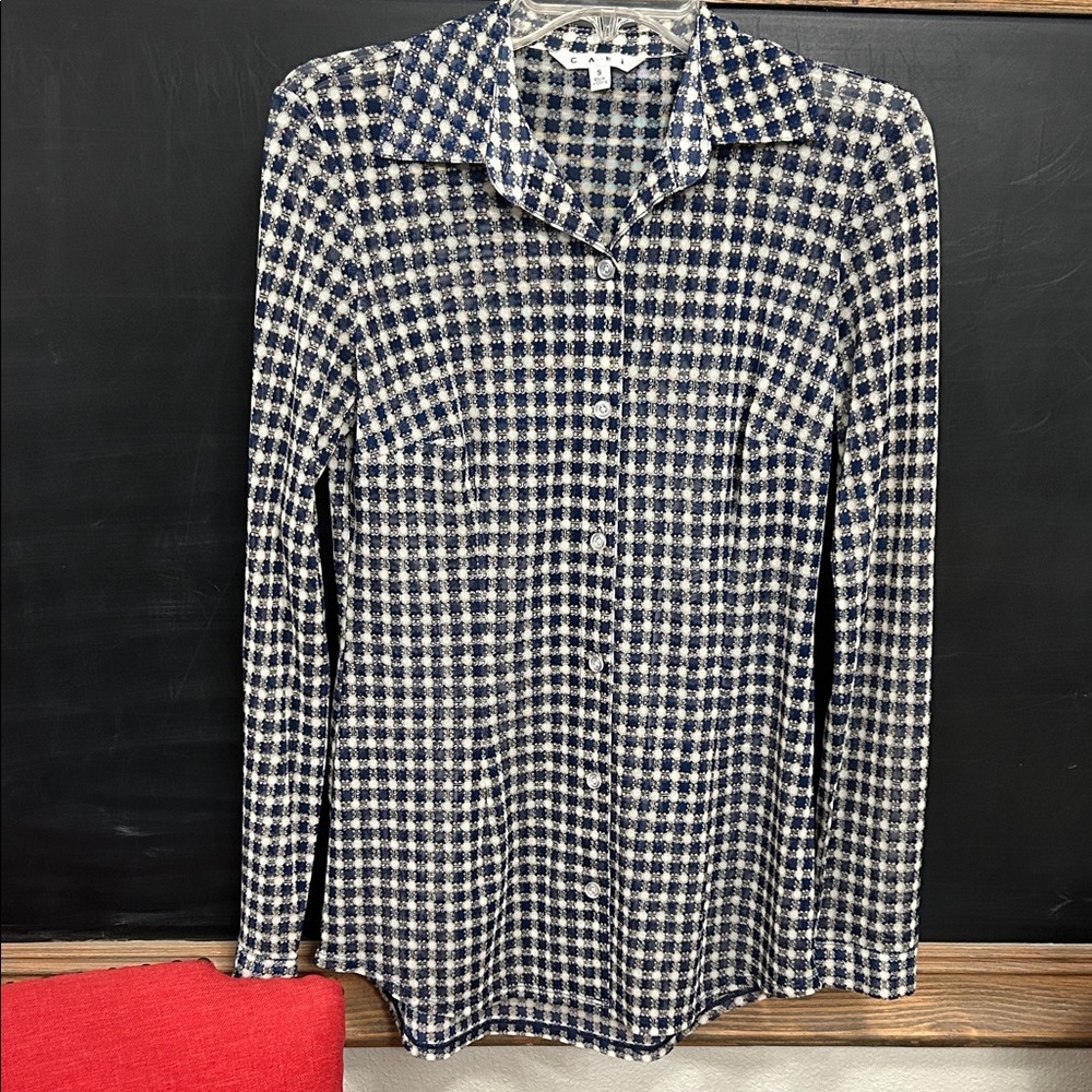 CAbi Mesh Layering Button Down Shirt